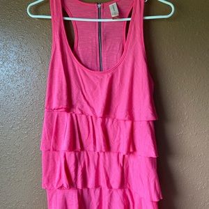 No Boundaries Pink Ruffled Tank Top